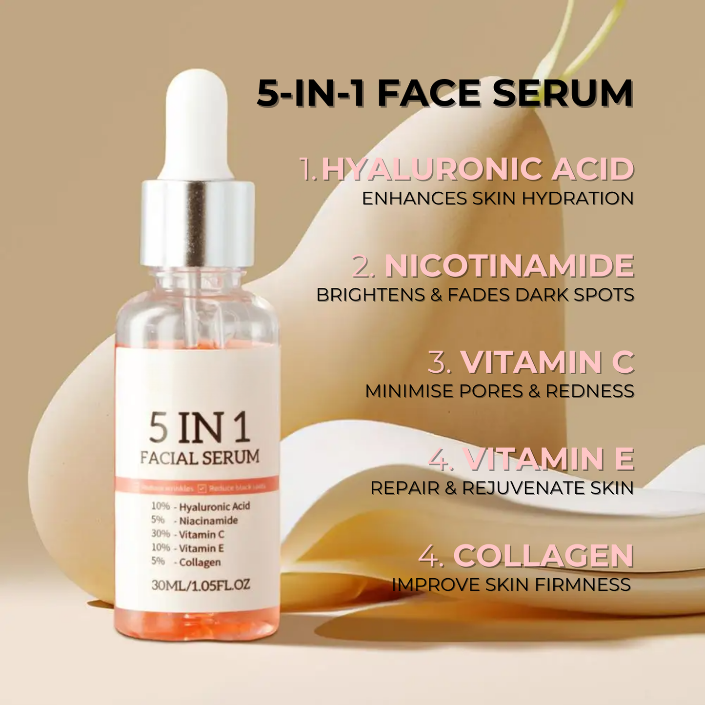 Lux Cove Skin Firming 5-in-1 Hyaluronic Acid Face Serum